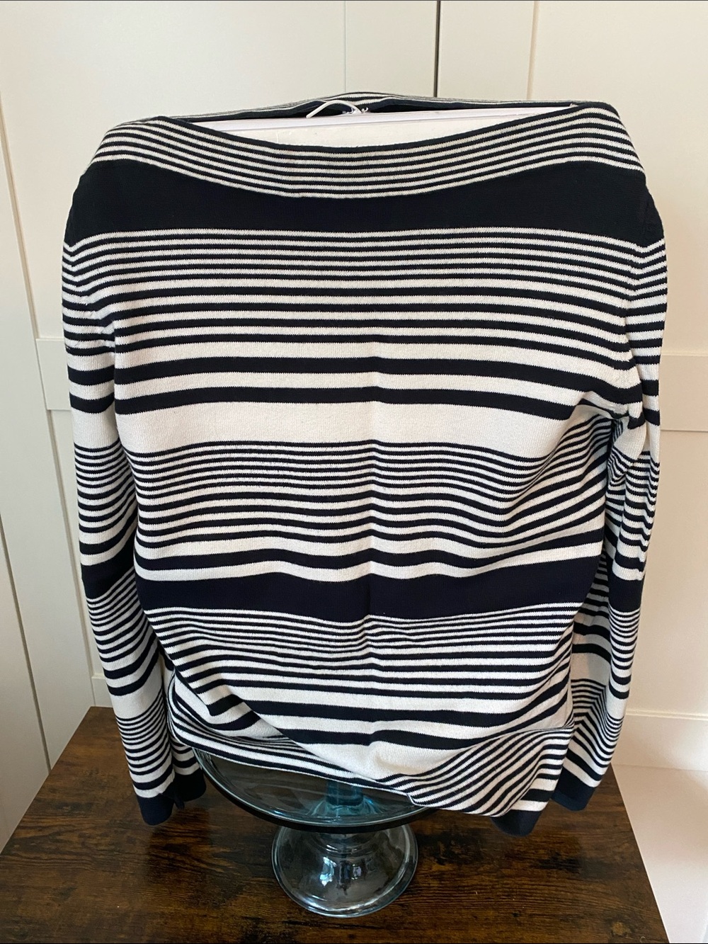 Striped Black and Creme Boatneck Women's Sweater Talbots